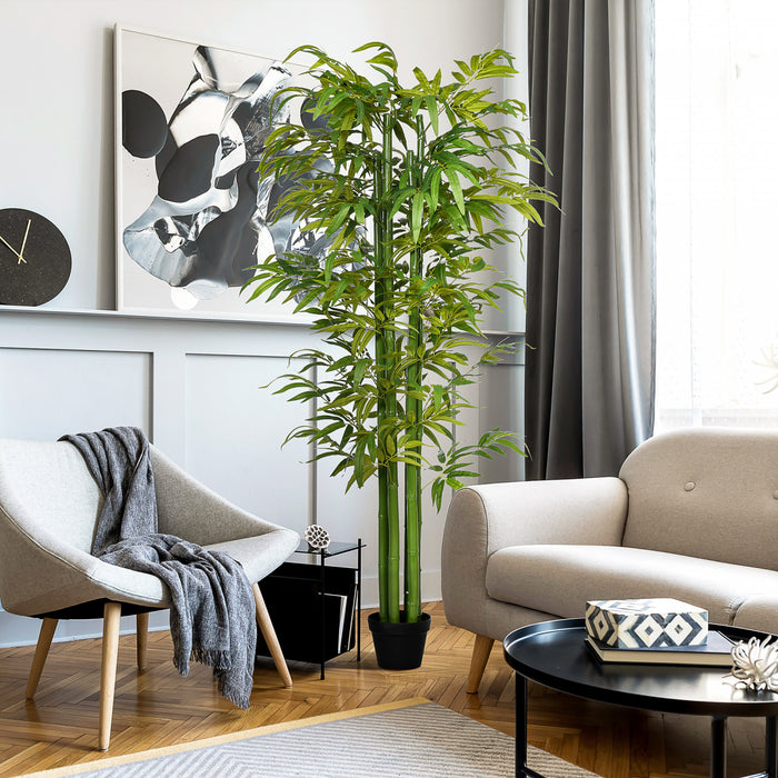 HOMCOM Arbre bambou artificiel en pot 6pi pour interieur et exterieur, vert