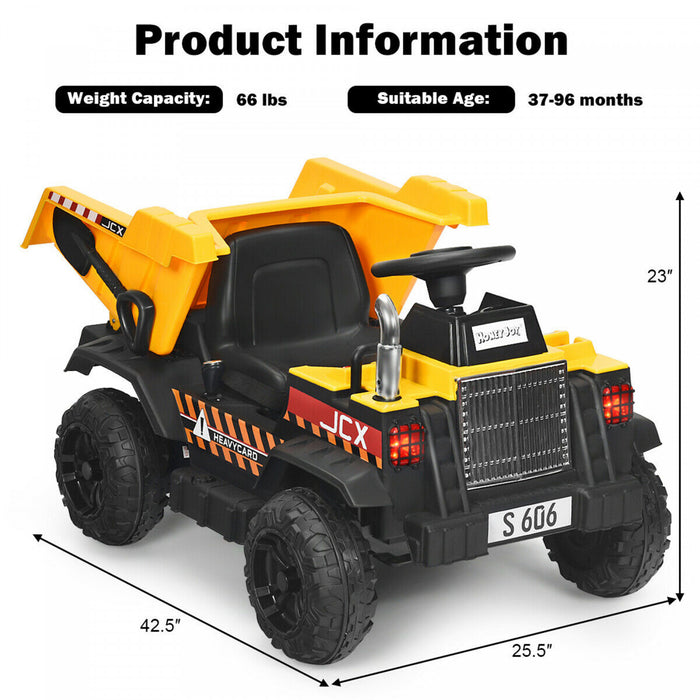 12v Batterie Enfants Rouler Sur Camion A Virure Rc Construction Tracteur W / Seau Electrique