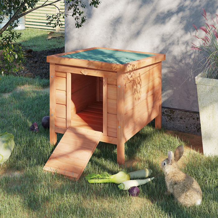 Pawhut 20\" X17\"x17\" Clapier En Bois Pour Lapins Maison Pour Petits Animaux Lapin Cochon D'inde Cage Pour Animaux De Compagnie Coop Abri Pour Chat Rouge Orange