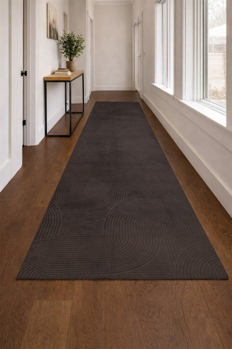 Tapis Lavable/Contemporain  Elion 2'8\" x 8'0\" en Charbon