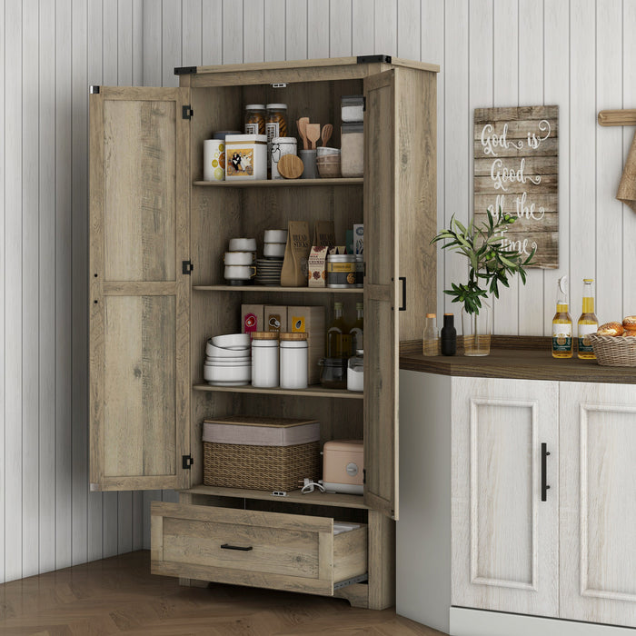 HOMCOM Armoire de rangement de cuisine avec etageres reglables, gris