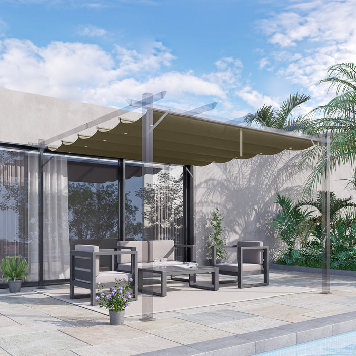 Outsunny Auvent De Pergola De Remplacement Retractable Pour Pergola De 9.8' X 9.8', Remplacement De La Couverture De Pergola, Marron