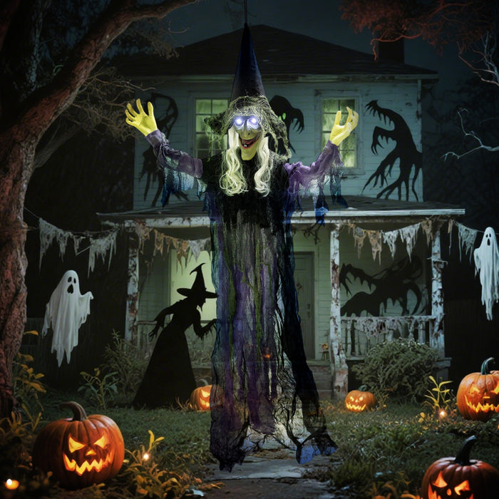 Outsunny Sorciere Animee A Suspendre De 6pi, Decorations D'halloween