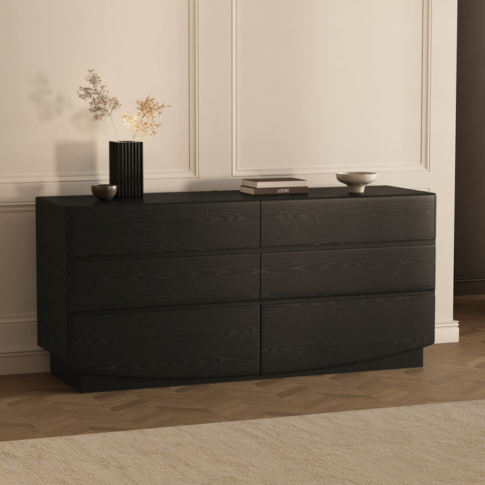 Commode contemporaine Ardea 72\" en noir (6 tiroirs)