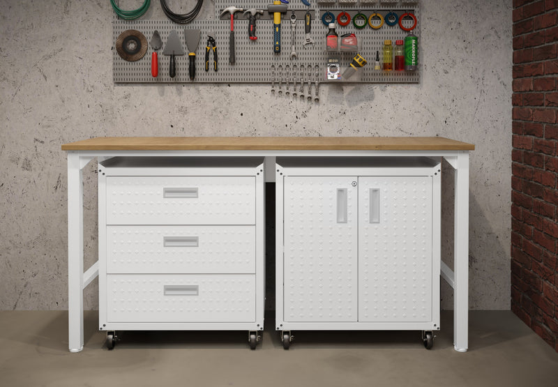 Ensemble de garage moderne Fortress 3 pieces en blanc