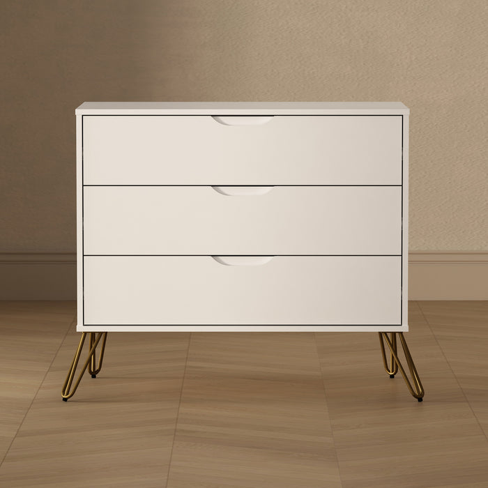 Commode Avira Mid-Century Modern 35\" en blanc (3 tiroirs)