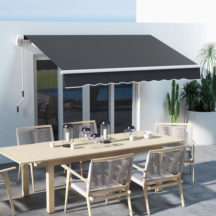 Outsunny Auvent Retractable 10' X 6.5' Avec Lumieres Led, Uv40+, Gris