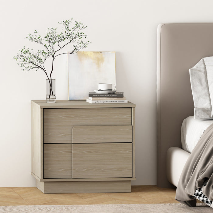 Table de nuit Horizon Modern 56 cm en chene blanchi (2 tiroirs)