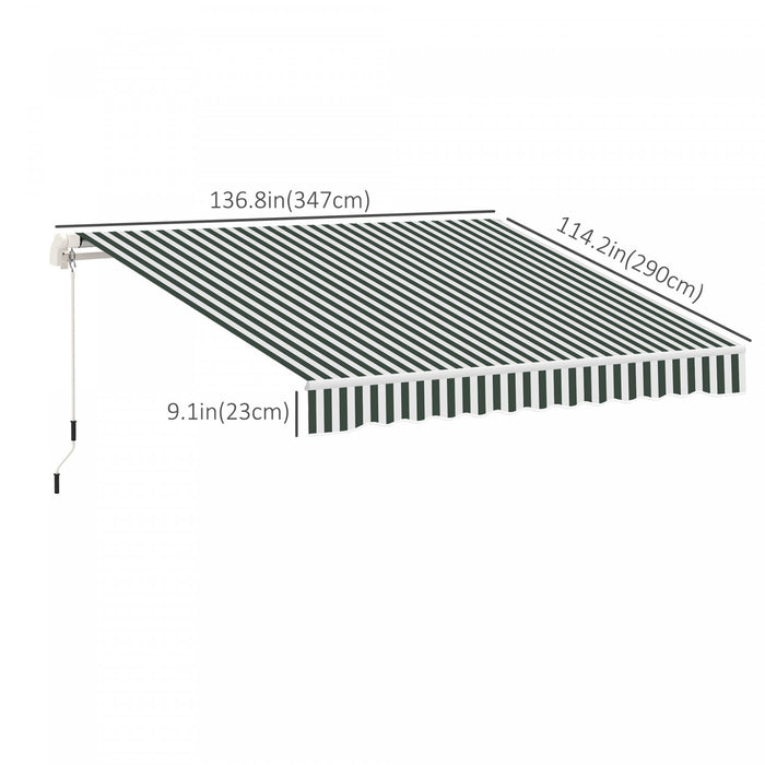 Outsunny 12' X 10' Toile De Store Retractable De Remplacement Pour Parasol Exterieur, Protection Contre Les Uv, Vert Et Blanc