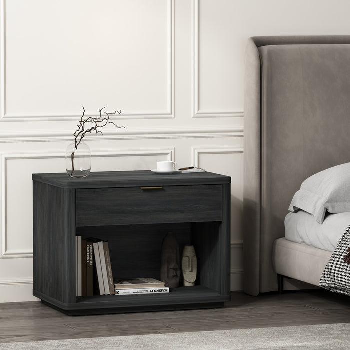 Table de nuit Evelyn Moderne 32\" en gris charbon (1 tiroir)