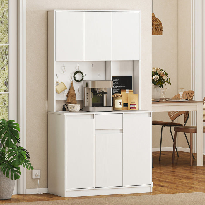 HOMCOM Armoire de rangement 71\" avec station de charge, blanc