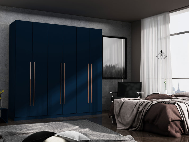 Armoire contemporaine moderne Gramercy 208 cm en bleu minuit
