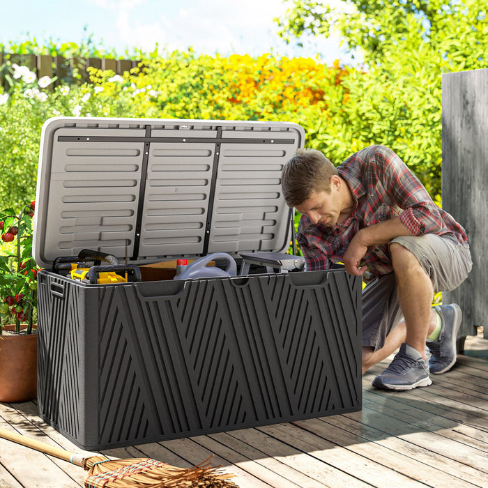 Outsunny Boite De Rangement Exterieure De 100 Gal, Etanche Et Verrouillable