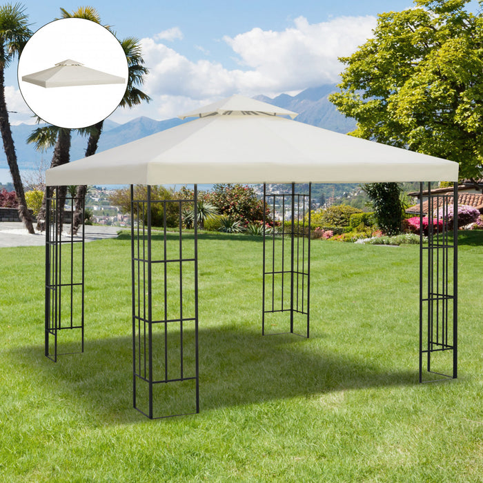 Outsunny 9,8 'x 9,8' Carre 2 Niveaux Belvedere Auvent Remplacement Couverture Superieure Exterieur Jardin Pare-soleil, Blanc Creme