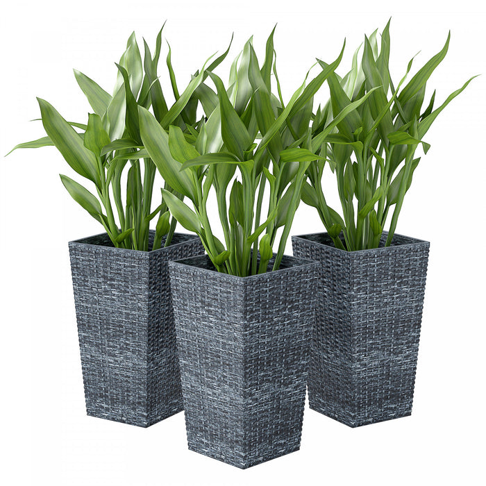 Outsunny Lot de 3 jardinieres avec trou de drainage, exterieur et interieur