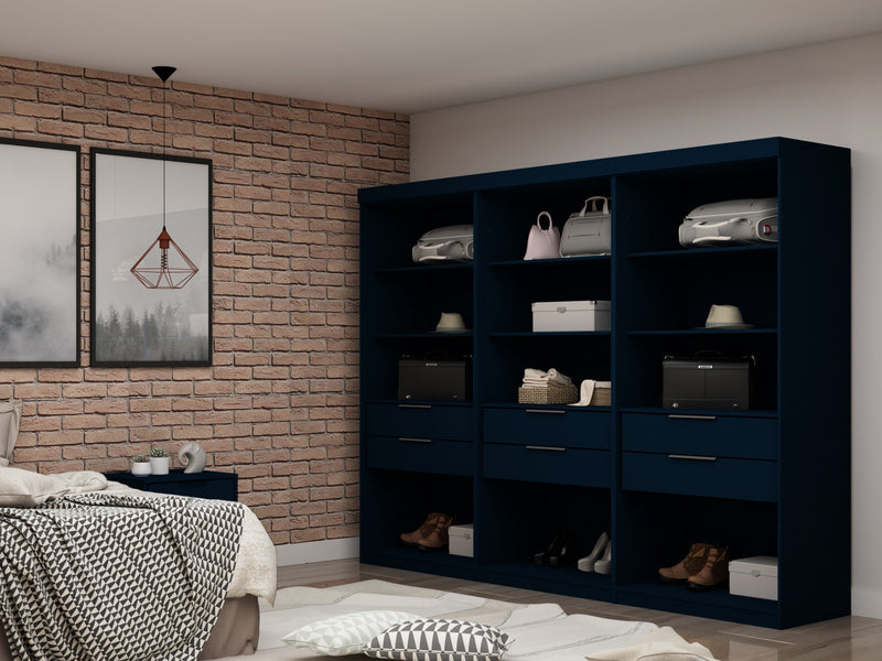 Armoire contemporaine moderne Mulberry 36\" en bleu minuit - Ensemble de 3