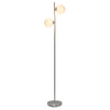 Liam Modern 2 Light Floor Lamp, Brushed Nickel, 66"H | Liam Lampadaire moderne a 2 lumieres, Nickel brosse, 66 po H