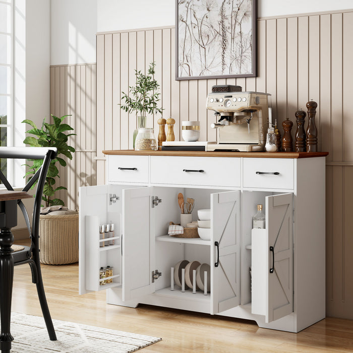 HONCOM Buffet avec charnieres a fermeture amortie, meuble de cuisine, blanc
