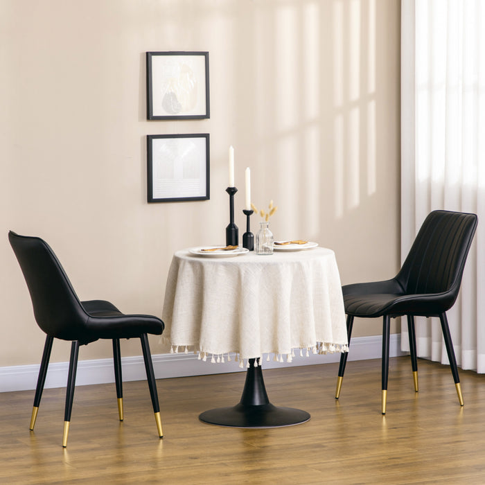 HOMCOM Chaises de salle a manger (lot de 2), rembourree en cuir PU, noir