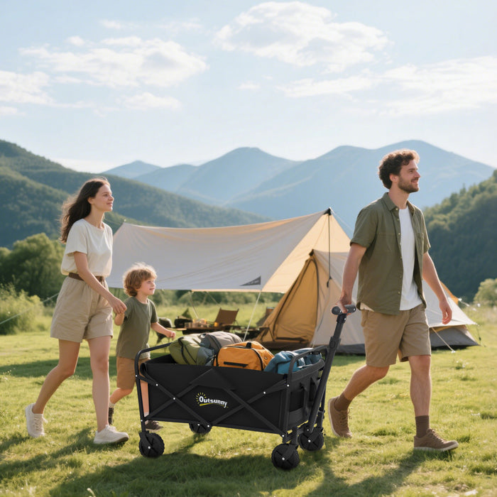 Outsunny Chariot pliable pliable, chariot de jardin utilitaire, noir