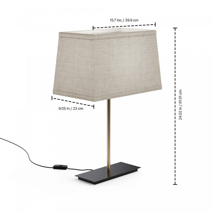 Lampe de table carrée classique dorée de 24 po avec abat-jour texturé