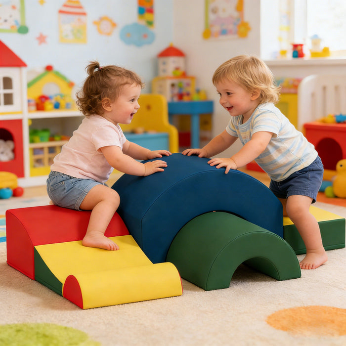 Qaba Jouets d'Escalade pour Empiler et Ramper, 5 Pieces, Multicolore