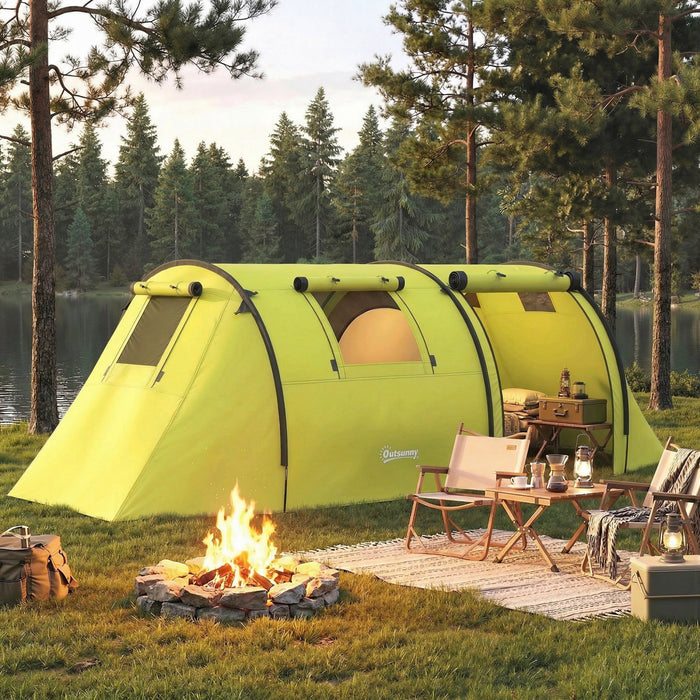 Outsunny Tente de Camping pour 3-4 Personnes avec 2 Pieces, Tente Familiale Impermeable