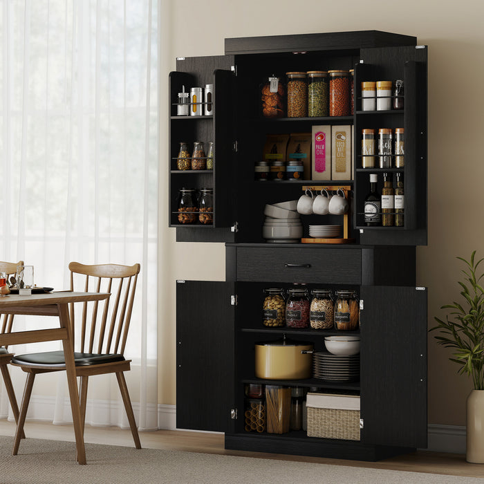 HOMCOM Armoire de cuisine de 72 po, armoire de rangement, noir