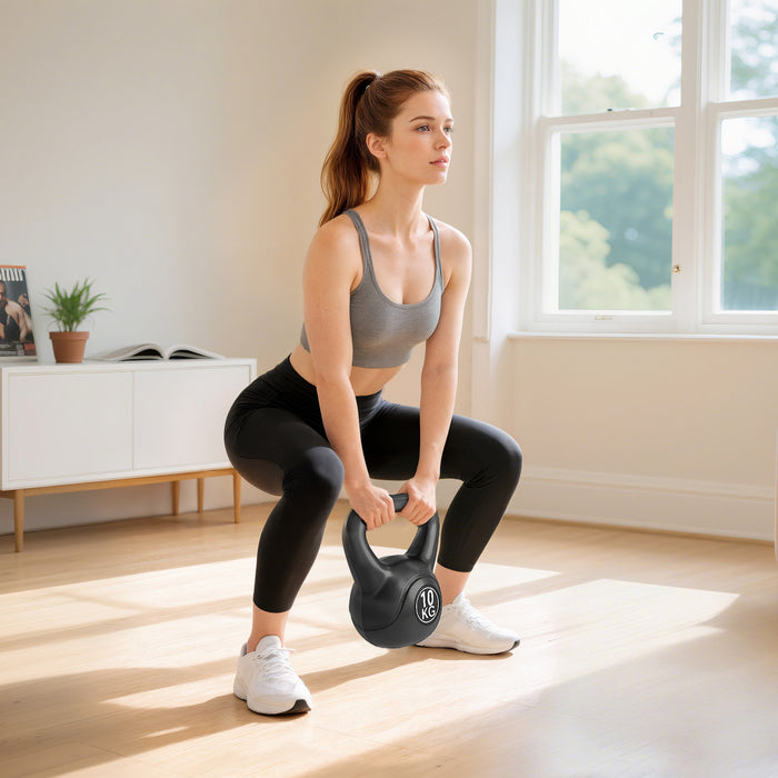 Soozier Kettlebell de fitness 22 lb (10kg), poids d'exercice en plastique