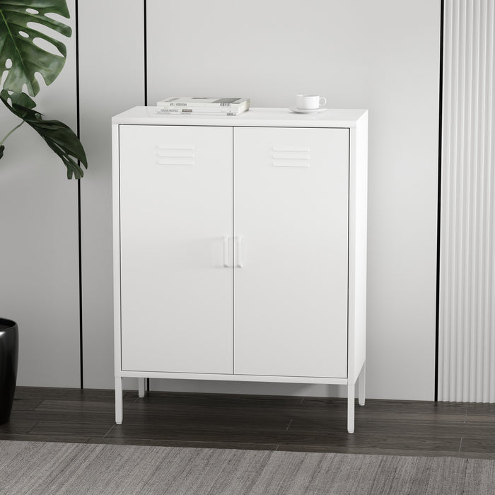 Armoire d’appoint moderne Naomi 32\" en metal blanc