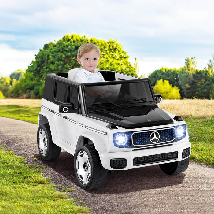 Costway License Mercedes-benz Eqg Enfants Ride On Car Avec Telecommande Batterie Detachable Blanc