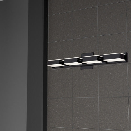 Lumière de coiffeuse murale Viola de Dainolite avec fini noir mat et 4 ampoules à DEL