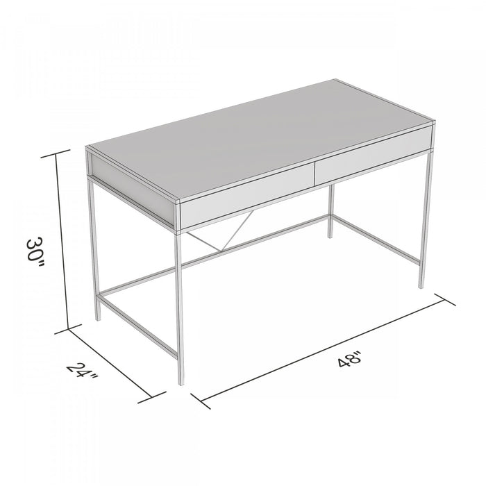 Bureau d’ordinateur de 49 po avec 2 tiroirs - bois brun avec métal noir