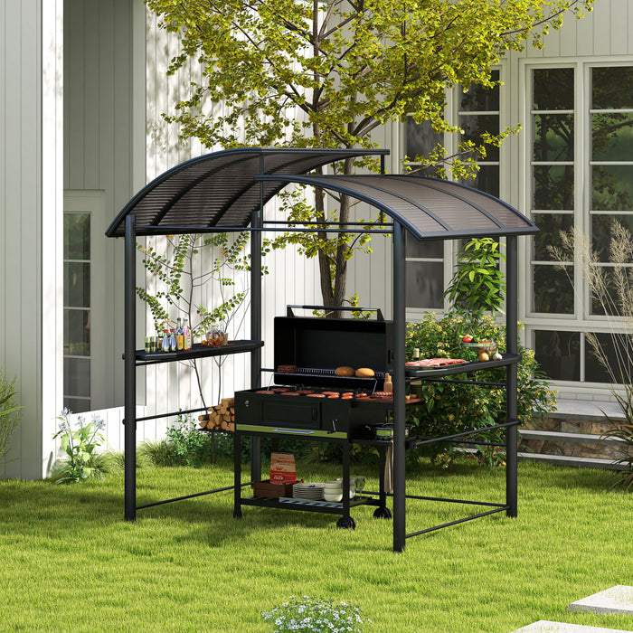 Outsunny Abri De Tonnelle 8'x5' Avec Toit Ventile En Pc, Etageres Laterales