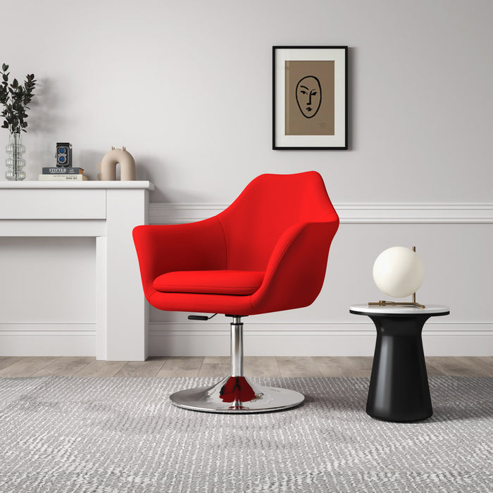 Fauteuil pivotant moderne Kinsey en melange de laine rouge - Lot de 2