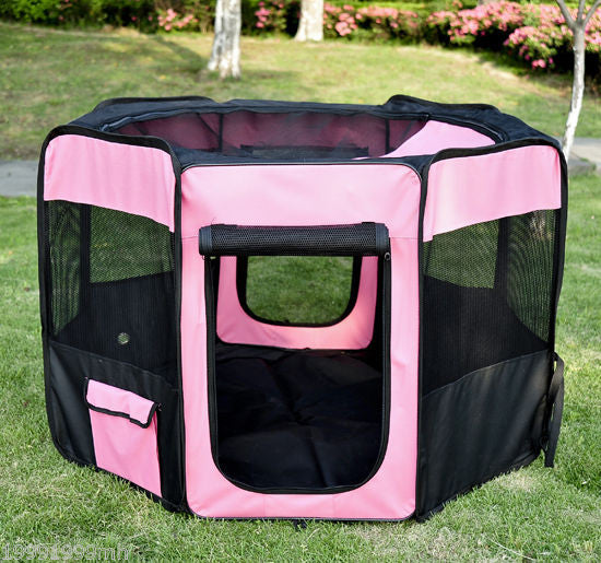 Pawhut 46 Pouces Parc Pour Animaux De Compagnie Doux Exercice Chiot Chien Stylo Caisse Portable Nouveau Sac De Transport Rose Inclus