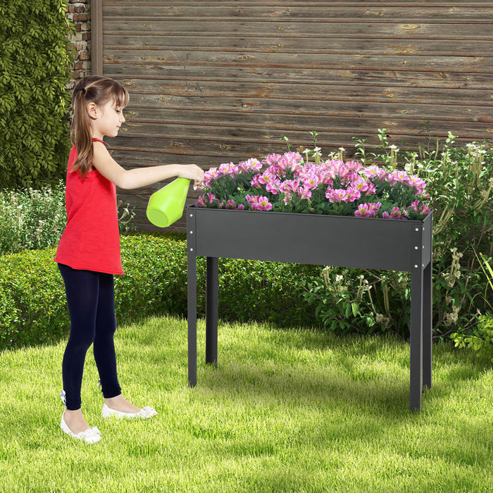 Costway 40\" Lit De Jardin Eleve Avec Les Jambes Metallique Eleve Planter Boite De Drainage Trou Arriere Cour