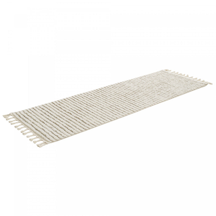 Carpette à poil long Quinto beige à motif de vagues - 2 pi 7 po x 8 pi 