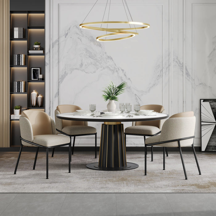 Olivia Ensemble de 4 chaises de salle a manger modernes avec pieds inclines et pieds reglables, beige