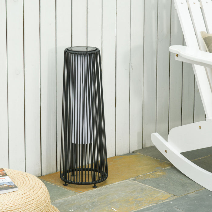 Outsunny Lampe Solaire en Rotin 24\", Lampe d'Exterieur Automatique, Noir