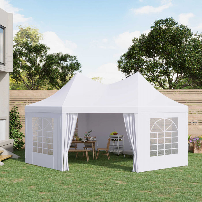 Outsunny 22,3 Pieds Octogonale Tente De Fete Abri De Jardin Exterieur Avec 8 Murs Amovibles Blanc
