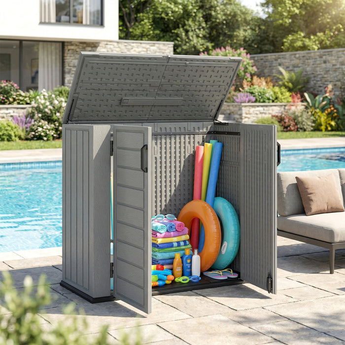 Outsunny Armoire de Rangement Exterieure 940 L, Etanche, Gris