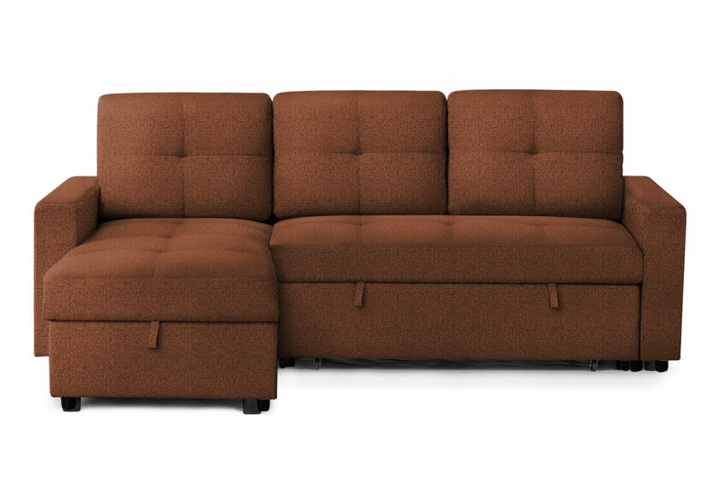 Canape Lit, 90\" Longueur, Canape-Lit Convertible, Chaise De Rangement, Tissu Rouille