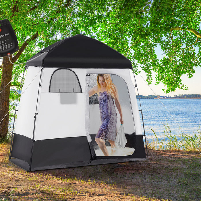 Outsunny Tente De Douche Avec Sac De Douche, Sol, Sac De Transport, Noir
