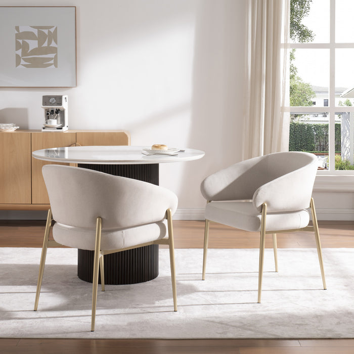 Jeremy Chaises De Salle A Manger Modernes, Ensemble De 2, Chaises Laterales Tapisees En Tissu Avec Structure Metallique, Beige