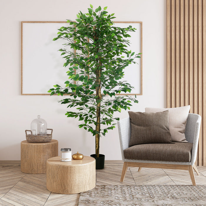 HOMCOM Ficus Artificiel 6pi, Plante Decorative Fausse pour Decoration