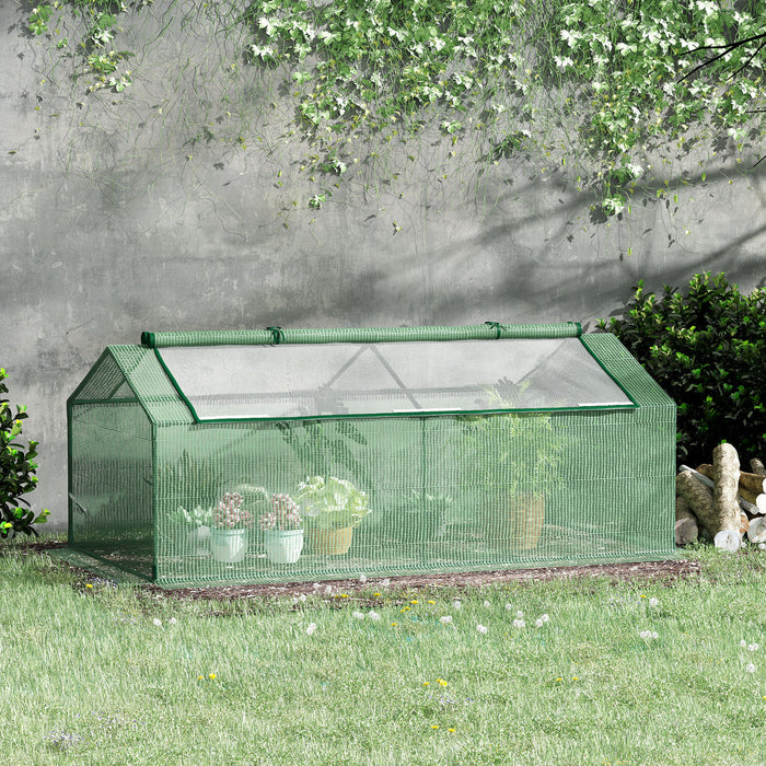 Outsunny Mini Serre 71\" X 36\" X 28\"portable Pour Plantes Avec Grandes Fenetres A Fermeture Eclair Pour Exterieur, Interieur, Jardin, Vert