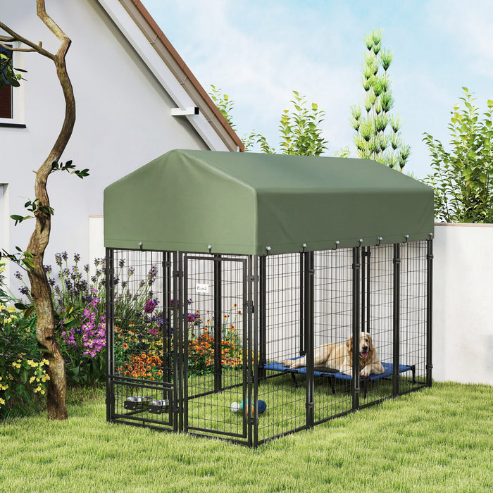 Chenil Exterieur pour Chien, Parc a Animaux Verrouillable, Vert