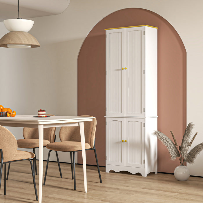 HOMCOM Armoire de rangement de cuisine autoportante, 4 etageres, 4 portes