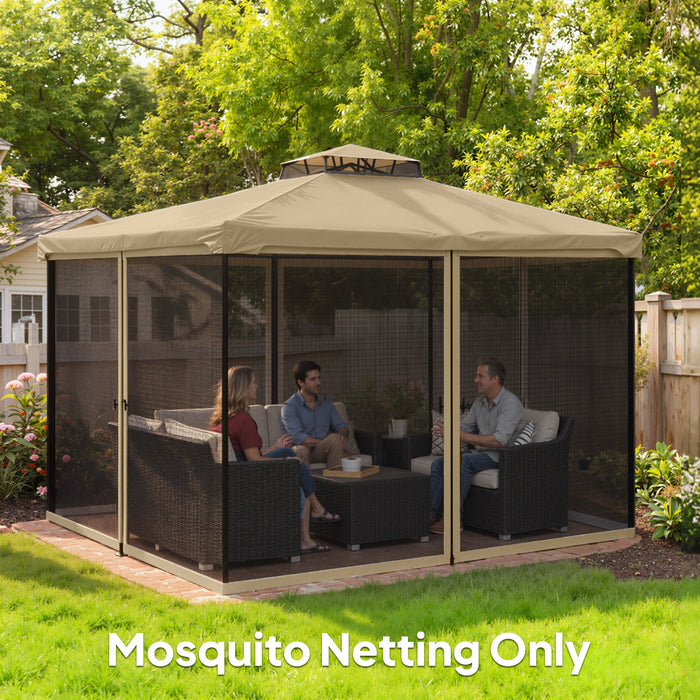 Outsunny Moustiquaire de rechange pour gazebo 12' x 12', kaki